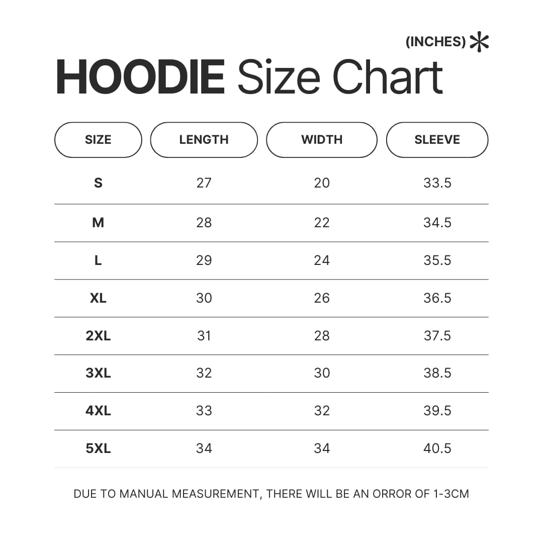 Hoodie Size Chart - Ed Sheeran UK Shop