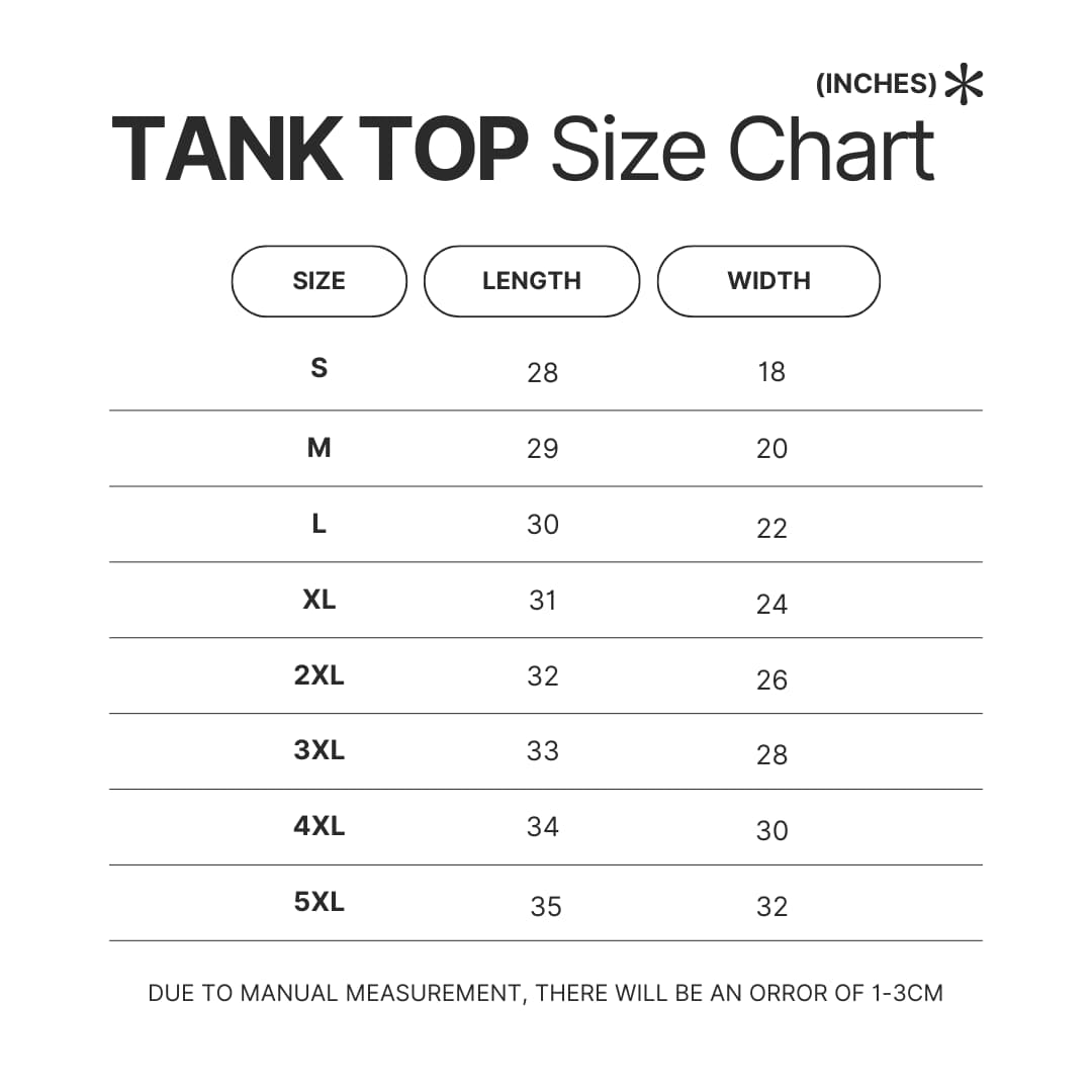Tank Top Size Chart - Ed Sheeran UK Shop