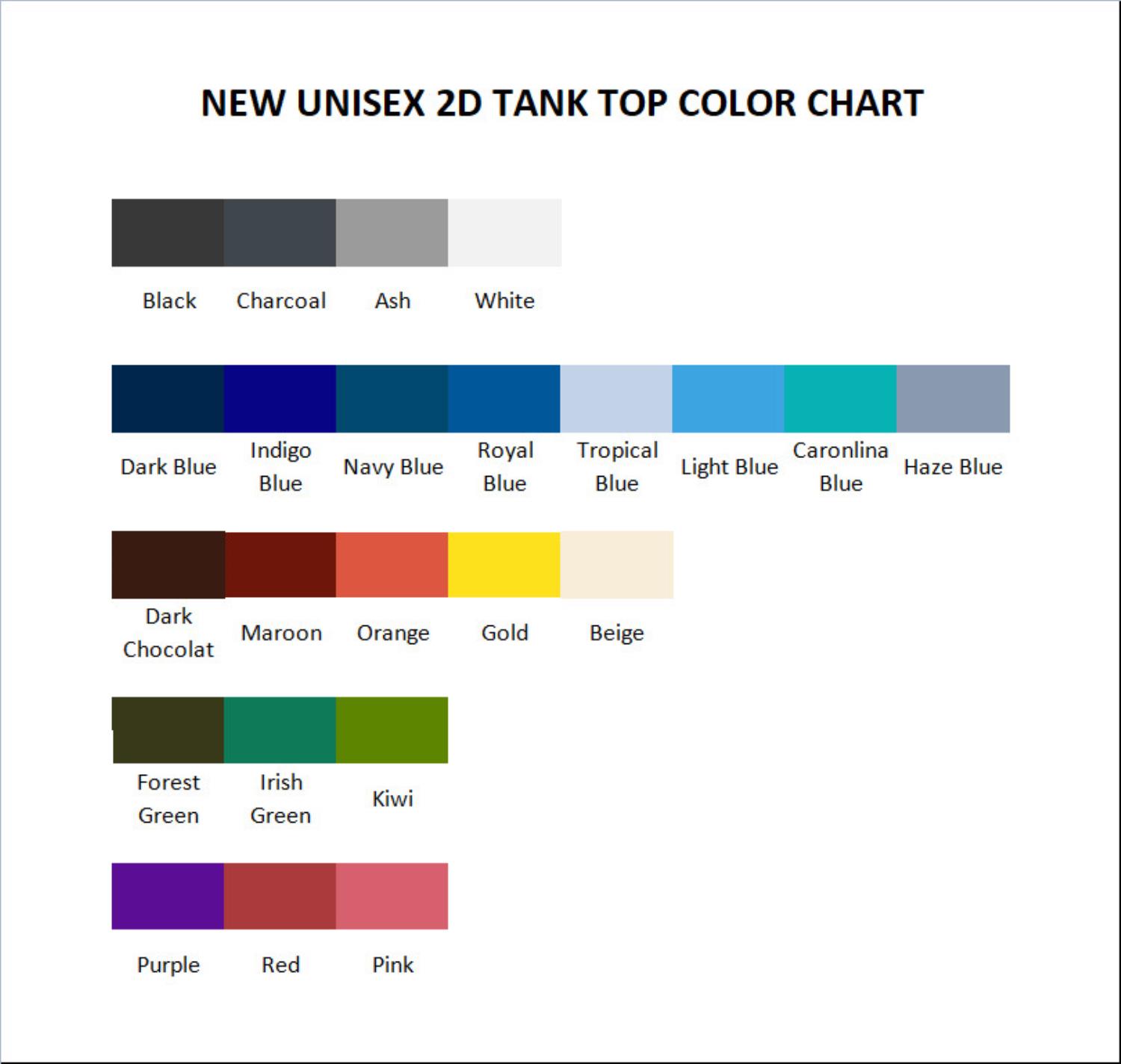 tank top color chart - Ed Sheeran UK Shop