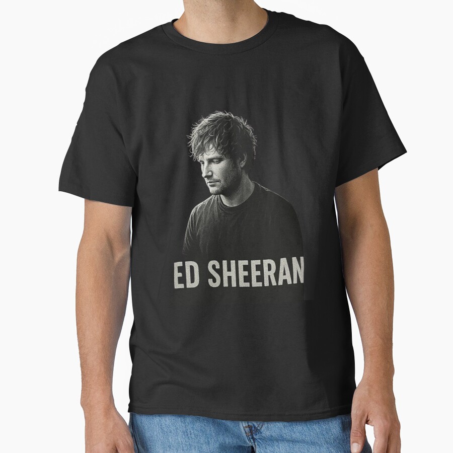 Ed Sheeran Portrait Minimalist Black And White T-shirt - Image 2
