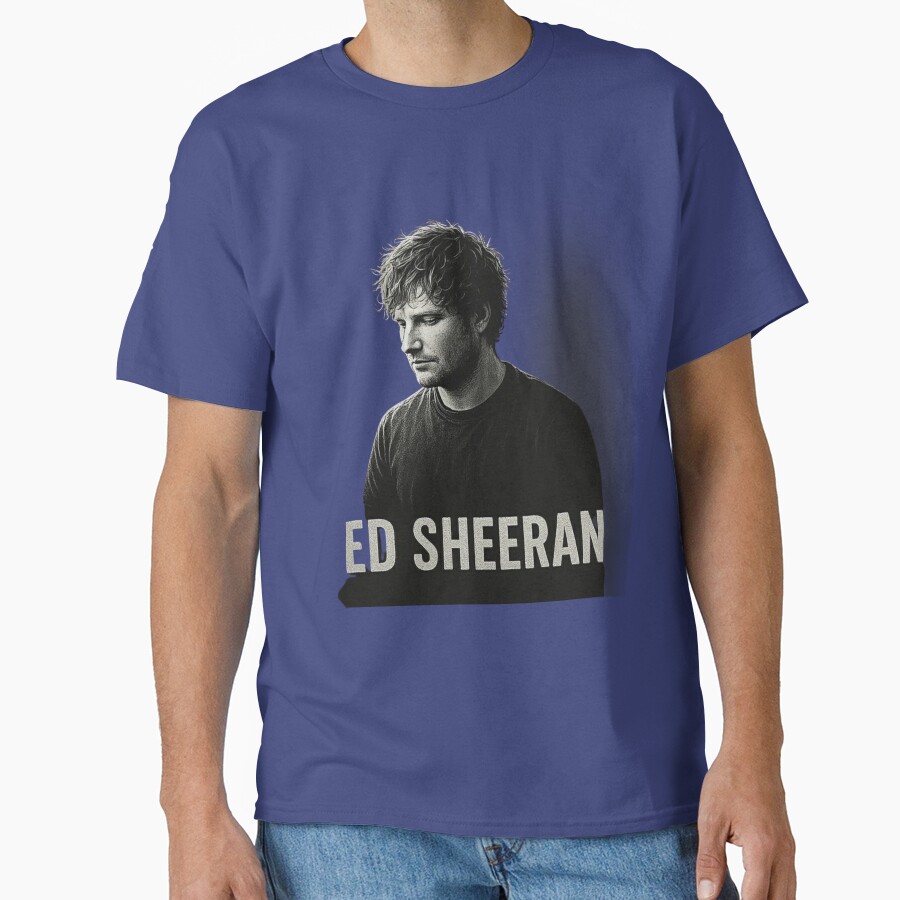 Ed Sheeran Portrait Minimalist Black And White T-shirt - Image 4