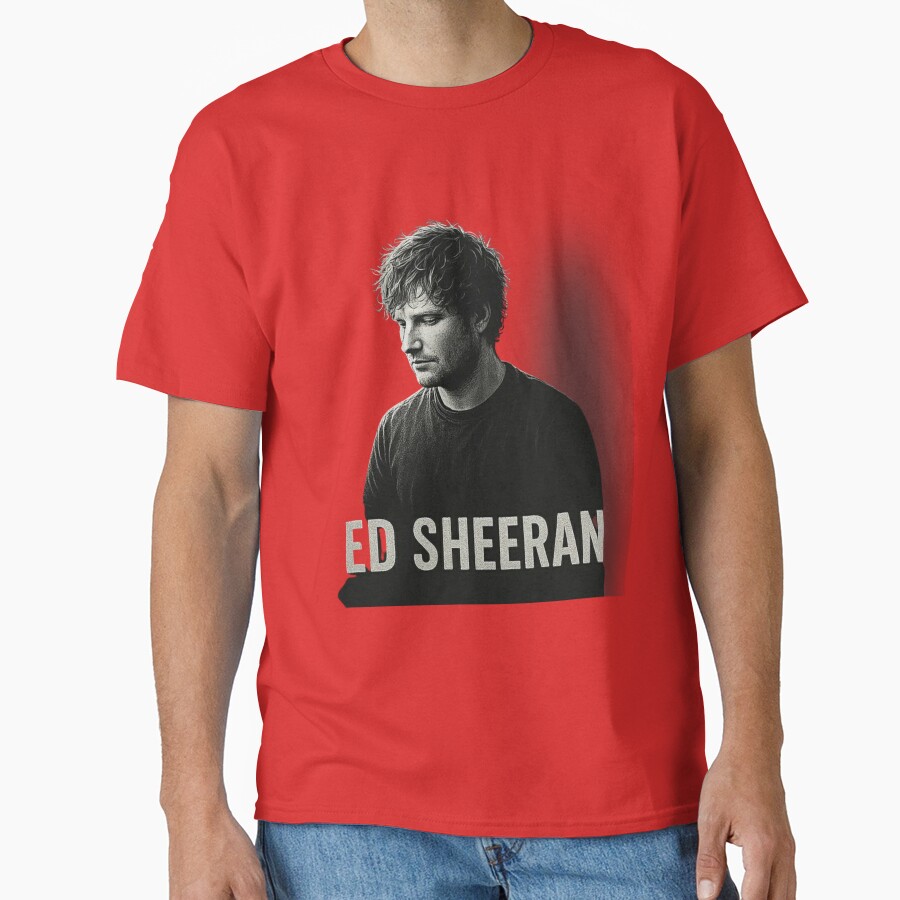 Ed Sheeran Portrait Minimalist Black And White T-shirt - Image 5