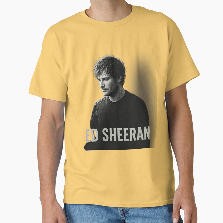 Ed Sheeran Portrait Minimalist Black And White T-shirt - Image 6