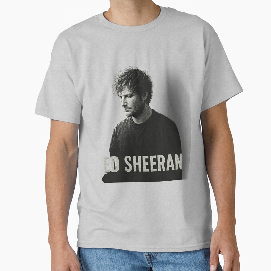 Ed Sheeran Portrait Minimalist Black And White T-shirt - Image 3